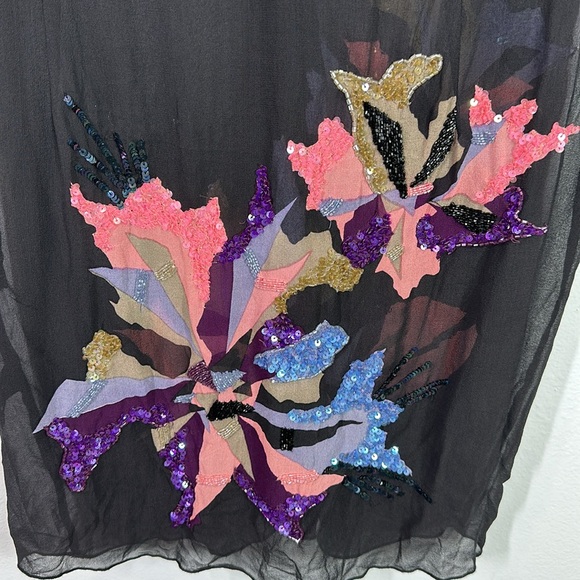 All Saints spitalfields sequin 100% silk sheer mini dress size 14 - Picture 7 of 11